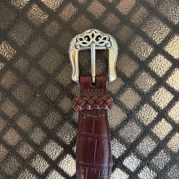 1996 Brighton Braided Leather Belt w/ Silver-Tone Stations #91807 Size L - Picture 2 of 7